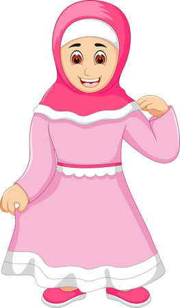 beauty islamic woman cartoon  stand up with posingのイラスト素材