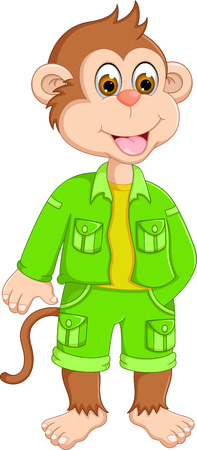 funny monkey cartoon standing with smileのイラスト素材