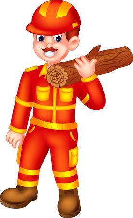 Funny Worker With Wood Cartoon For Your Designのイラスト素材