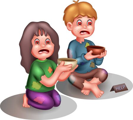 Poor Boy And Girl Cartoon For Your Designのイラスト素材