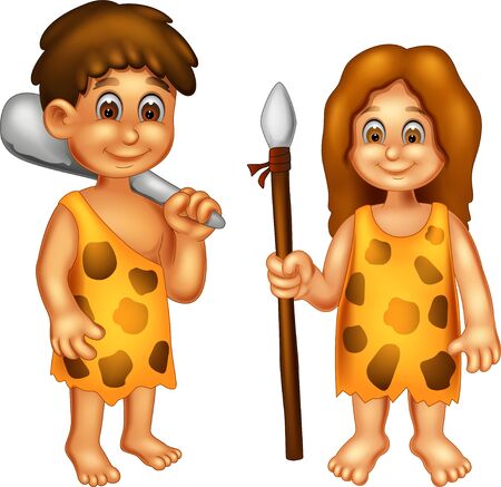 Funny Ancient Couple Cartoon For Your Designのイラスト素材