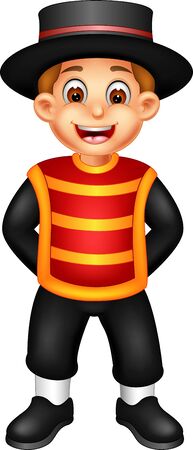 Funny Boy In Ethnic Clothes Cartoon For Your Designのイラスト素材