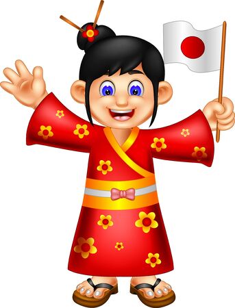 Funny Girl In Ethnic Clothes Cartoon For Your Designのイラスト素材