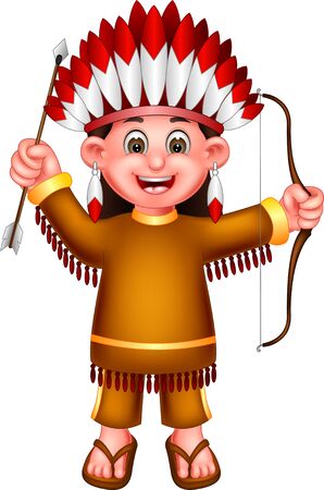 Funny Boy In Ethnic Clothes Cartoon For Your Designのイラスト素材