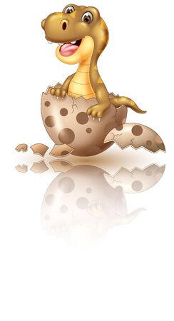 Funny Brown Dhino With Egg Cartoon For Your Designのイラスト素材