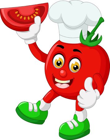 Funny Red Tomato Wearing White Hat Cartoon For Your Designのイラスト素材