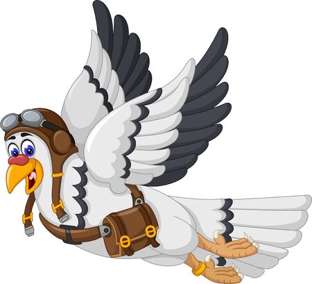 Funny White Black Bird Cartoon For Your Designのイラスト素材