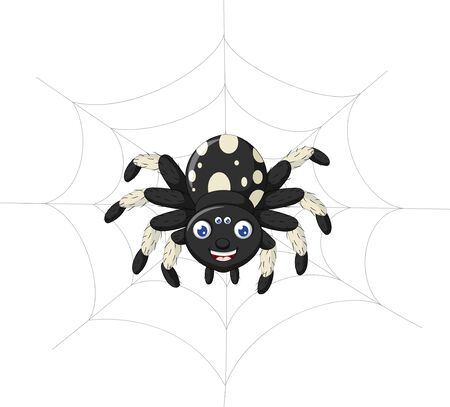 Funny Black White Spider Cartoon for your designのイラスト素材