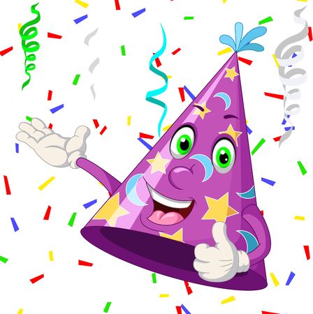 Happy Purple Birthday Hat Cartoonのイラスト素材