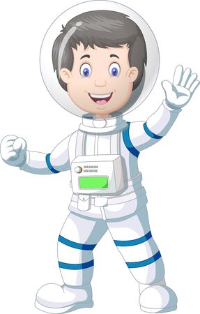 Cool Astronaut In White Blue Suit Uniform Cartoonのイラスト素材