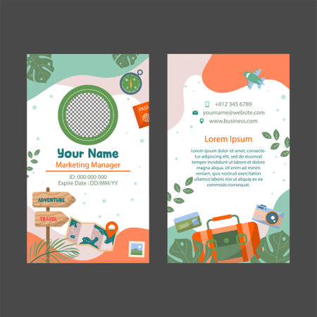Hand drawn id card travel agency with flat color conceptのイラスト素材