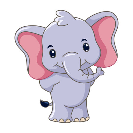 vector of cute elephant cartoon smiling with white backgroundのイラスト素材