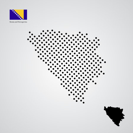 vector illustration of Bosnia and Herzegovina map silhouette halftone styleのイラスト素材