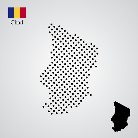 vector illustration of Chad map silhouette halftone styleのイラスト素材