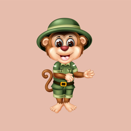 illustration of cute monkey cartoonのイラスト素材
