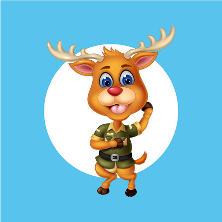 illustration of cute deer cartoon posing, vector isolatedのイラスト素材