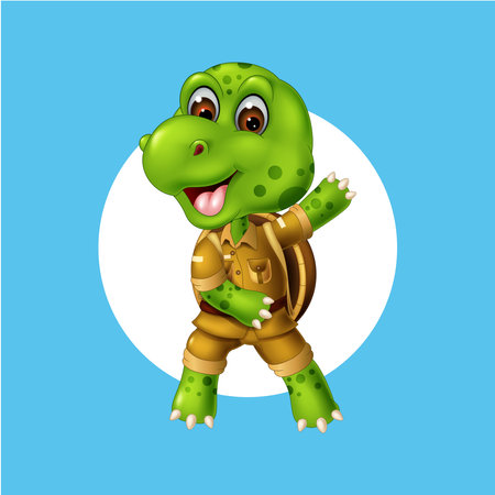 illustration of cute turtle cartoon posing, vector isolatedのイラスト素材