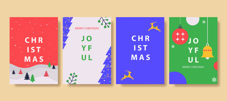 Christmas and New Year greeting cards set. Modern vector illustration concepts for greeting card  website and mobile website banner party invitation card  posters  social media bannersのイラスト素材