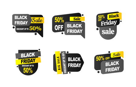 black friday label set design. vector illustrationのイラスト素材