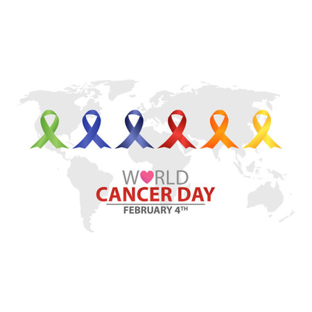 world cancer day, Creative greeting card, ribbon banner, template. vector illustrationのイラスト素材