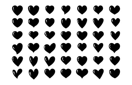collection of love heart shaped silhouette. vector illustrationのイラスト素材