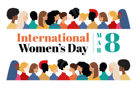 march 8  international women's day background with flat vector illustration concept, for cover, poster, banner, sales.のイラスト素材