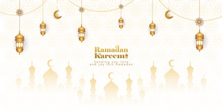 Elegant Ramadan Kareem Background, for poster, frame concept, flyer, poster. vector illustrationのイラスト素材