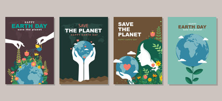 Earth day poster collection for graphic and web design  business marketing and print material....