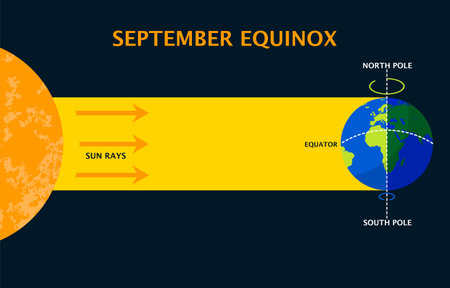 September Equinox Illustration with flat design. vector illustrationのイラスト素材