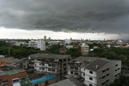 BANGKOK, THAILAND- JUNE 26 2016 : Cloudy overcast rainy season, Above Sky Building in bangkok.のeditorial素材