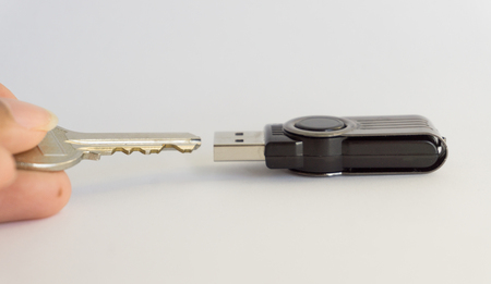 USB Flash Drive and Key ,concept Solution Success by technology.の写真素材
