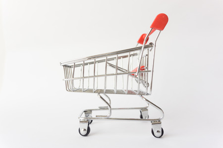 Shopping cart on white background, small Shopping cart.の写真素材