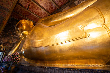 Bid Buddha gold statue in Wat Pho , Beautiful temple of Wat Phra Chetuphon Wimon Mangalaram, Bangkok,Thailand.の写真素材