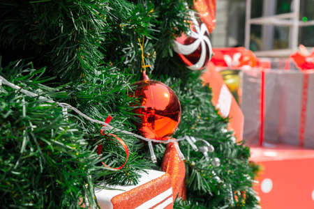 Christmas Tree with Decorations, festivals and celebrations concept.の写真素材