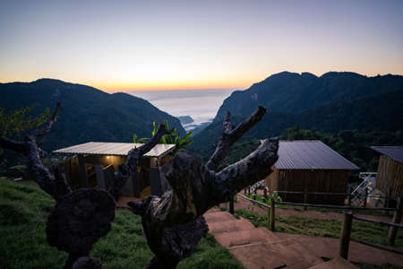 landscape of sunrise in the morning, resting place in northern Thailand.の写真素材