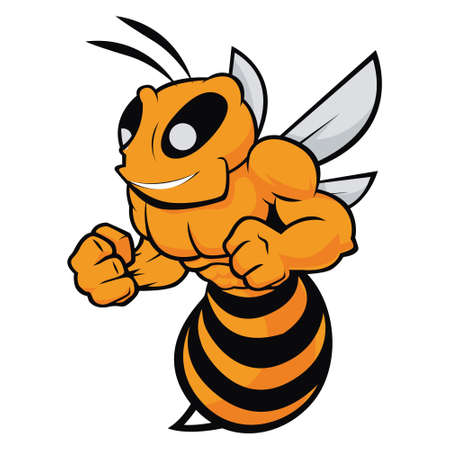 Strong Bee Logo Stock Vectorのイラスト素材