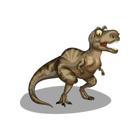 Funny Dinosaurs cartoon character. Brachiosaurus, pterodactyl, tyrannosaurus rex, dinosaur skeleton, triceratops, stegosaurus.のイラスト素材