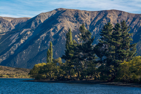 Lake Pearson / Moana Rua Wildlife Refuge located in Craigieburn Forest Park in Canterbury region, South Island of New Zealandの写真素材