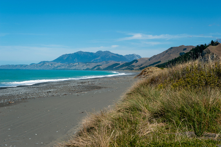 Rugged coastline of Kaikouraの写真素材