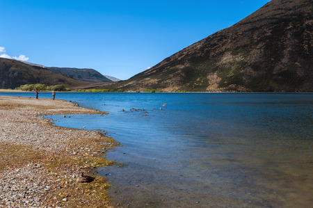 Lake Pearson / Moana Rua Wildlife Refuge located in Craigieburn Forest Park in Canterbury region, South Island of New Zealandの写真素材