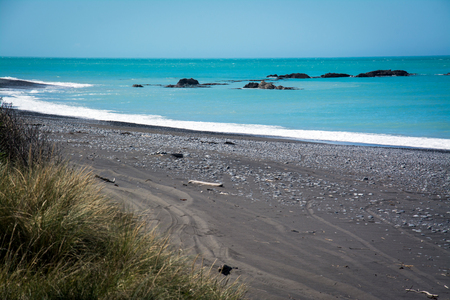 Rugged coastline of Kaikouraの写真素材