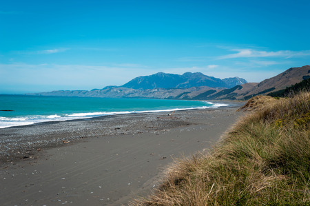 Rugged coastline of Kaikouraの写真素材