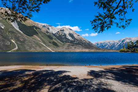 Lake Pearson / Moana Rua Wildlife Refuge located in Craigieburn Forest Park in Canterbury region, South Island of New Zealandの写真素材