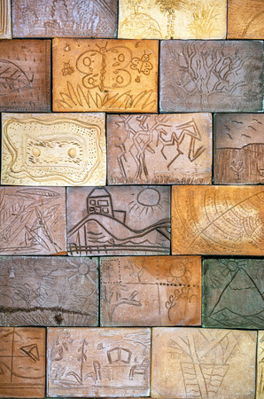 Terracotta tiles at Wellington Botanic Gardenの写真素材
