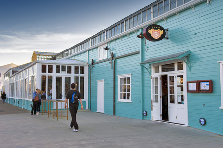 Wellington, New Zealand - March 3, 2016: Restaurant on Wellington waterfront, north island of New Zealandのeditorial素材