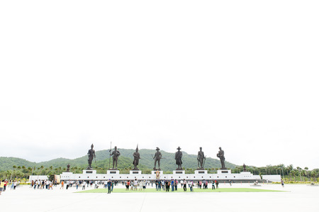 Hua Hin, Thailand - July 2, 2016 : Statues of seven kings of Thailand located at Rajabhakti (Ratchapak) Park to commemorate the former seven Great Kings from each era.のeditorial素材