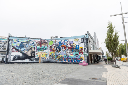 Christchurch, New Zealand - February 2016: Graffiti on the walls in Christchurch Centralのeditorial素材