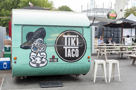 Christchurch, New Zealand - February 2016: Restart or Re:START Mall, an outdoor retail space consisting of shops and stores in shipping containersのeditorial素材