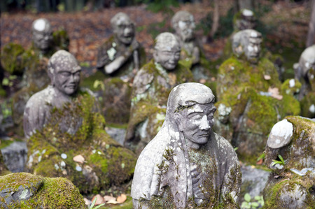 Kyoto, Japan - November 2016: Statues of Japanese Buddhist monks at Sekizan Zen-in, Japanese temple in Kyotoのeditorial素材