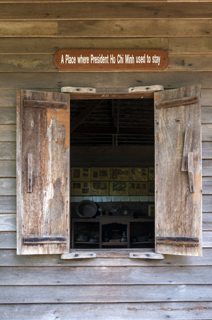 Nakhon Phanom, Thailand - May 2017: Ho Chi Minh's memorial house, wooden guesthouse in Thai-Vietnamese Friendship Village at Baan Na Chok where young Ho Chi Minh lived during the mid to late 1920s.のeditorial素材